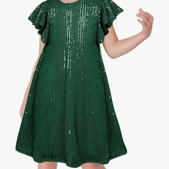 Grace Karin Other - GRACE KARIN Girls Sequin Dress Short Flutter Sleeve Flare Silhouette Mini 7Y